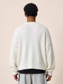TOKVUE Men's Letter Print Crew Neck Knit Top - Apricot - View 2