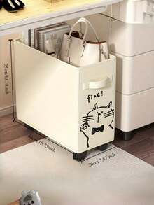 1PC Plastic Under Desk Rolling Storage Cart Multifunction Organizer Basket With Wheels Cute Cat Pattern Office Supplies For Home Workplace Back To School Supplies Mobile Desk Organizer - Multicolor - View 12