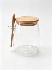 Two Pieces Set Of Glass Jar And Spoon, Sealed Glass Storage, Perfect For Storing Coffee, Sugar, Tea, Salt, Candy, And Spices, Making It An Ideal Kitchen Storage Item. - Multicolor - View 4