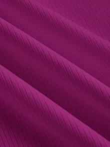 Slaydiva Plus Size Women Solid Color Ruched Slim Fit Versatile Daily Casual Short Sleeve T-Shirt - Hot Pink - View 4