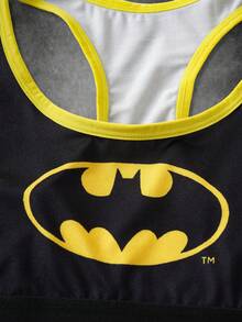 BATMAN X SHEIN 女士卡通印花吊带背心和内裤套装 - 黑色 - 查看 4