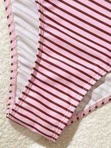 SHEIN SunnyBelle 春夏時尚熱銷女款度假條紋印花性感兩件式比基尼套裝 - 彩色 - 查看 8