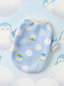 PETSIN 1 Pc Flannel Pet With Penguin Print, Light Blue - Multicolor - View 4