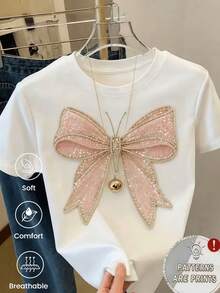 New Spring-Summer Short-Sleeved T-Shirt, 220G Weight. Cartoon Print, Model For Couples. - White - View 1