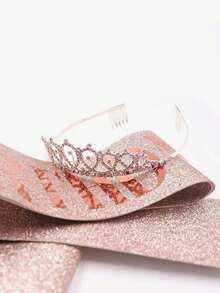 1 Set/5 Set/10 Set Set Bando Mahkota Rhinestone Tali Bahu 'Gadis Ulang Tahun' Warna Pink, Aksesoris Pesta, Perlengkapan Kembali ke Sekolah dan Hari Valentine - merah muda - View 3