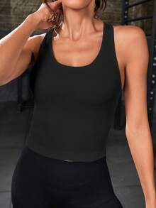 Solea Cove Camiseta sin mangas de color liso acanalada para fitness y deportes diarios para mujer - Multicolor - Ver 6