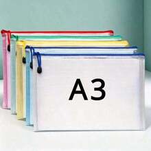 A3 Zipper File Folder, Waterproof Plastic Zipper Pouch For Documents, Papers, Cosmetics, Homework, And Travel Supplies - Multicolor - View 7