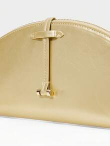 MOTF WOMEN'S FASHION HALF-MOON CLUTCH BAG, BRIGHT GOLD, SIMPLE HANDBAG, FOR DAILY, COMMUTING, BANQUETS, DRESS MATCHING - Gold - View 5