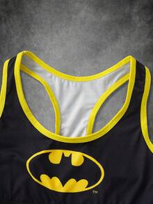 BATMAN X SHEIN 女士卡通印花吊带背心和内裤套装 - 黑色 - 查看 3