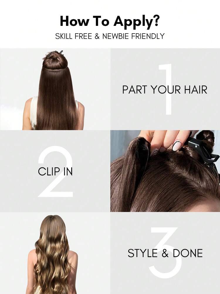 Chocolate Brown Body Wave Clip In Hair Extensions Natural Wave Human Hair Clip Ins Increase Hair Volume Double Weft Handmade Real Human Hair Extensions Soft For Women - S2 - View 9
