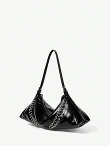 Viva Strut Cross-Border Textured Handbag Solid Color Niche Design Messenger Bag Premium Medieval Shoulder Bag - Black - View 3