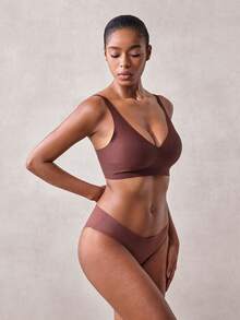 Veilyse Women's Brown Casual Skin-Friendly Push-Up Wire-Free Bra, Lifting Anti-Sagging Comfortable Versatile Backless Bra, Wire-Free Casual Versatile Comfortable Bra - Brown - View 5