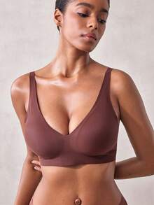 Veilyse Women's Brown Casual Skin-Friendly Push-Up Wire-Free Bra, Lifting Anti-Sagging Comfortable Versatile Backless Bra, Wire-Free Casual Versatile Comfortable Bra - Brown - View 8