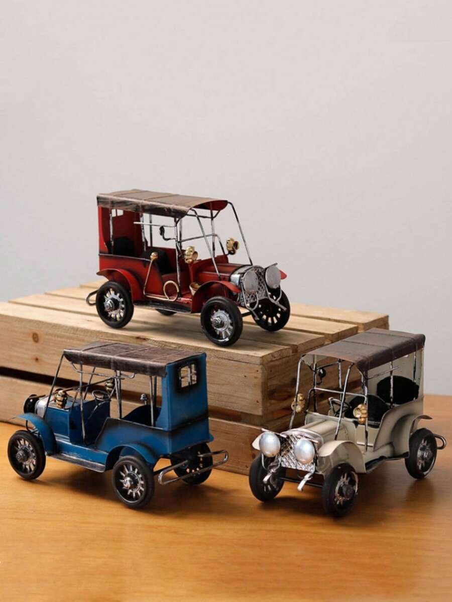 Ornements de modèle de voiture antique en fer rétro européen, ornements de décoration de modèle de voiture, ornements de décoration pour la maison - multicolore - Voir 1