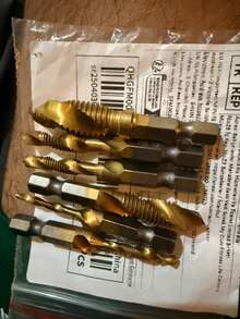 STONEGO 6件套丝锥钻头 HSS4341 木工M3/M4/M5/M6/M8/M10公制组合螺纹丝锥钻头，工具配件 - 金色 - 查看 7