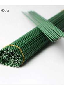 200/100/50/40 件绿色涂层花茎，DIY 工艺和花艺线，防水铁丝，适用于节日装饰和手工艺项目，用于植物攀爬支撑，可调节花园凉亭框架，可包裹和可塑形植物支撑，多功能人造花花茎，超级耐用且易于卷起，各种形状，DIY 花束装饰配件，园艺工具（颜色随机） - 彩色 - 查看 11