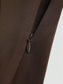 Sweetra Gaun Wanita Eropa Ukuran Plus Satin Kerah Cowl Longgar Kasual Elegan Serbaguna Lengan Panjang Cocok untuk Musim Gugur, Thanksgiving, Koktail, Formal, Cokelat - Coklat - View 5