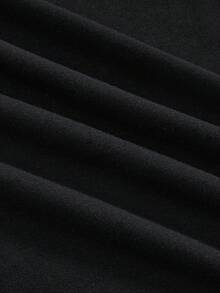 ROMWE Goth 暗黑哥德風兔子鷹剪刀圖案黑色背心，萬聖節女款背心 - 黑色 - 查看 3