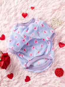 PETSIN Valentine's Day 1 Pc Purple Velvet Pet With Heart Print Design, For Both Cats And Dogs - Multicolor - View 10