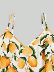 GlowEve CURVE 夏季V領檸檬印花細肩帶洋裝 + 開襟衫 2件套 大尺碼 - 橘色 - 查看 6