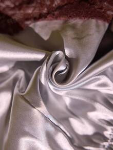 SilkySpell Set Piyama Wanita Seksi Satin Warna Blok Renda dengan Atasan Tanpa Lengan dan Celana Pendek - Grey - View 6