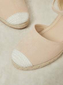 Styleloop Sandalias de tacón alto para mujer con tiras cruzadas de goma y cuerda de paja - Albaricoque - Ver 8