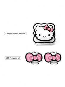 HELLO KITTY AND FRIENDS | SHEIN Data Cable Protector, Suitable For IPhone Charger, 4-Piece Set Of Mobile Phone Cable Protectors, Charger Protector (Excluding Data Cable) - Multicolor - View 3