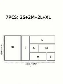 10/9/7/6件透明化妝品收納抽屜，適用於梳妝台，包含4種不同尺寸的塑膠盒，分類收納容器，化妝品收納，桌面收納空間，返鄉禮物 - 透明 - 查看 9