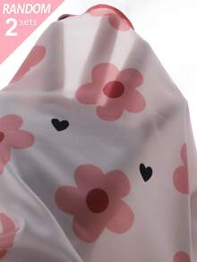 SHEIN 4件組少女可愛蝴蝶結與愛心印花短袖短褲針織睡衣家居服套裝 - 彩色 - 查看 8