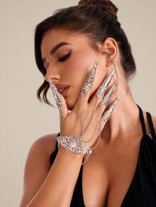 Altistry 1pc Gothic Style Monster Finger Chain Punk Spike Nail Finger Ring Bracelet - Type 1 - View 7