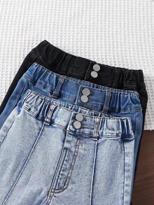 Celana Jeans Denim 3pcs/Set untuk Anak Perempuan, Multi-Warna Slim Fit Stretch Flare Leg Gaya Kasual Dasar, Cocok untuk Semua Musim, Liburan dan Pakaian Sehari-hari - MultiWarna - View 4
