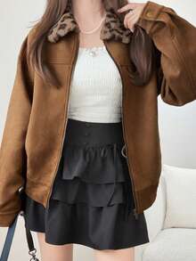 FRIFUL Women's Autumn/Winter Fashion Vintage Jacket - Khaki - View 7