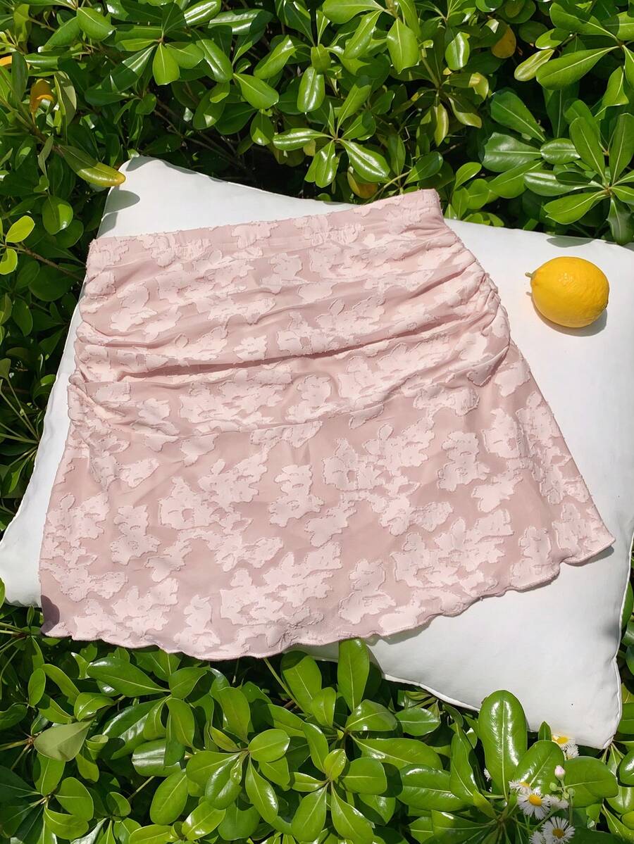 Comfortcana 粉色夏季波點抓皺 A 字迷你裙 - 粉色 - 查看 1