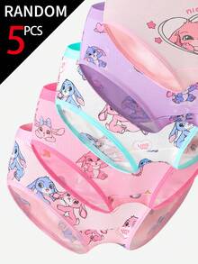 SHEIN 【5件隨機款】隨機發貨12款中的5件幼童女童內褲，柔軟針織親膚內褲 - 彩色 - 查看 7