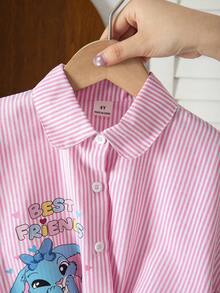 SHEIN 少女度假海灘休閒百搭刺繡鏤空白色寬鬆短袖上衣，假日風 - 彩色 - 查看 3