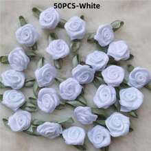 Rosas artificiales de satén hechas a mano, apliques de tela con rosetas para decoración de boda, manualidades y accesorios de costura - Multicolor - Ver 38