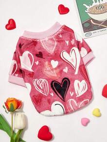 PETSIN 1 Pc Pet Dog & Cat Fleece, Heart Print, Warm And Cozy, Universal Size, Christmas Decorations - Multicolor - View 5