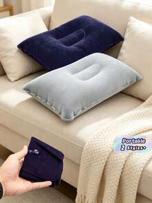 1/2 Outdoor Portable PVC Plush Inflatable Pillows, Camping Sleeping Bag Pillows, Nap Pillows - Multicolor - View 1