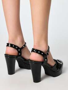ROMWE Grunge Punk Gorgeous Outdoor Cute Beautiful Casual Bare Feet Comfortable Ladies High Heel Platform Sandals - Black - View 5