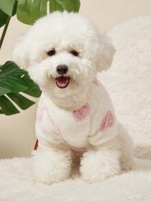 PETSIN 1pc Pink Heart Flannel Pet With Color Blocking, Anti Shedding, Gentle Thickening, And Warm Pet Clothing - Multicolor - View 11