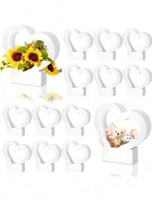 2PCS Heart Shaped Flower Gift Box Foldable Handle Portable Bouquet Bag Paperboard Material Floral Arrangement Container For Valentine Wedding Mother Day Party Celebration Floral Supplies Gift Wrapping Elegant Decoration - multicolor - View 15