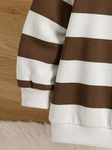 SHEIN Kids Boys' Fitted Academy Striped Crew Neck Regular Shoulder Autumn Sweatshirt - Multicolor - View 3