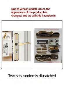 Adjustable Wooden Door Lock, Universal Home Bedroom Door Handle,No Power Required, Home Decor Modern Door Handle Lock Set, Fashionable Indoor Door Handle With Key, Universal Single Door Anti-Theft Safety Lock - Multicolor - View 22