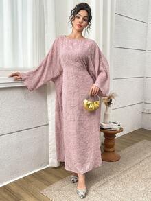 Yasmyna Women's Round Neck Ruffle Hem Casual Party Pink Arabian Dress - Pink - View 5