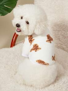 PETSIN 1 Pc Pet Cat Dog Universal Cute Bear Pattern Plush Thickened Warm Elastic Comfortable Round Neck Pet Clothing - Multicolor - View 10