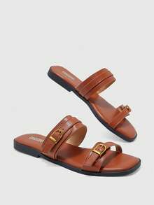 CUCCOO BIZCHIC Women's Fashion Flat Sandals - Brown - View 4