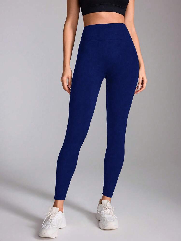 Easithlete Easithlete Women's Solid Color High Waist Daily Fitness Sports Leggings - Navy Blue - View 2