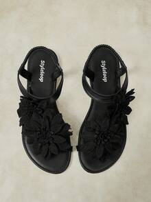 Styleloop Ladies, Willow Nails, Buckles, Flat Shoes. - Black - View 8