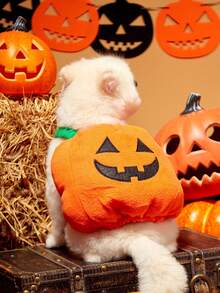PETSIN 1pc Small To Medium Dog Halloween Funny Cat Pumpkin Costume Pet Cosplay Outfit - Orange - View 7