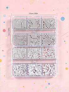 2-box set med blandade storlekar av akrylpearls och metalliska stålkulor, slumpmässigt assorterade nagelcharms och dekorationsaccessoarer för manikyr, DIY, salong, hem, fest, bröllop, födelsedag, festival och vardagsbruk, glansiga, glittriga, blanka, lätta att applicera, släta och mångsidiga - Multifärgad - Visa 5
